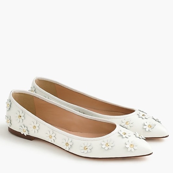 J. Crew Shoes - J.Crew Gemma Leather Flower Flats